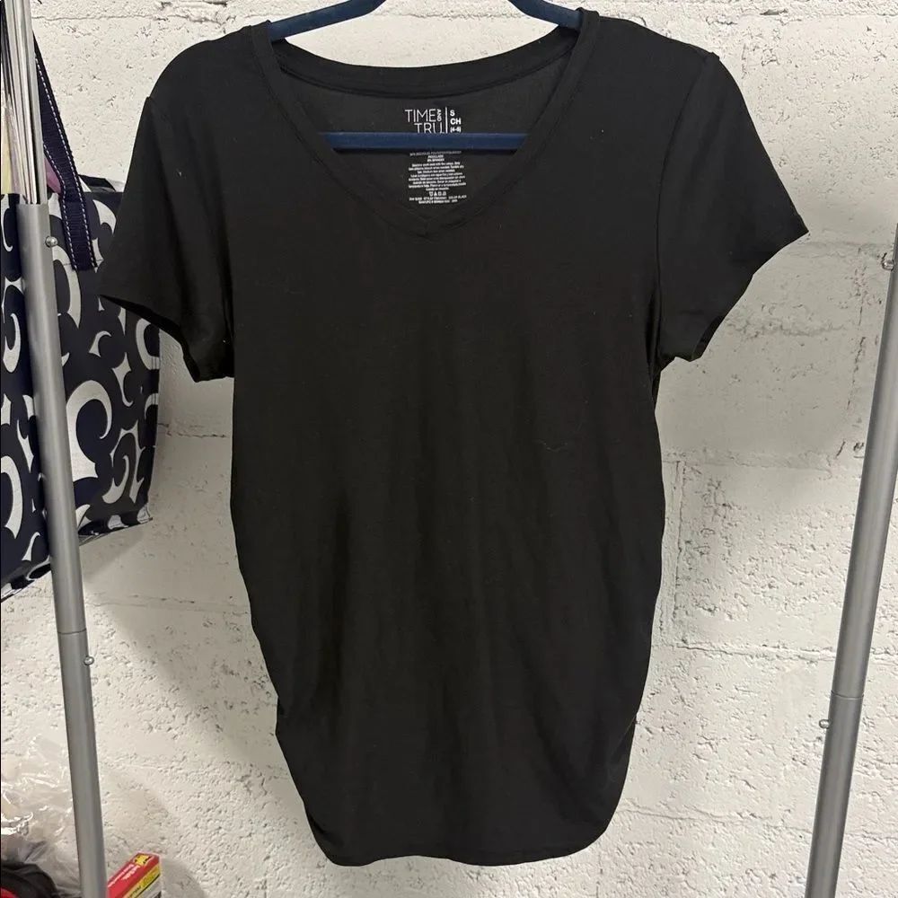 Time and Tru MATERNITY Women's Black Short Sleeve Tee Size Small LIKE NEW